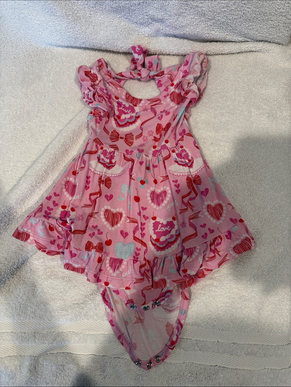 Posh Peanut Pink Valentine Heart Ruffle Dress with Bloomer